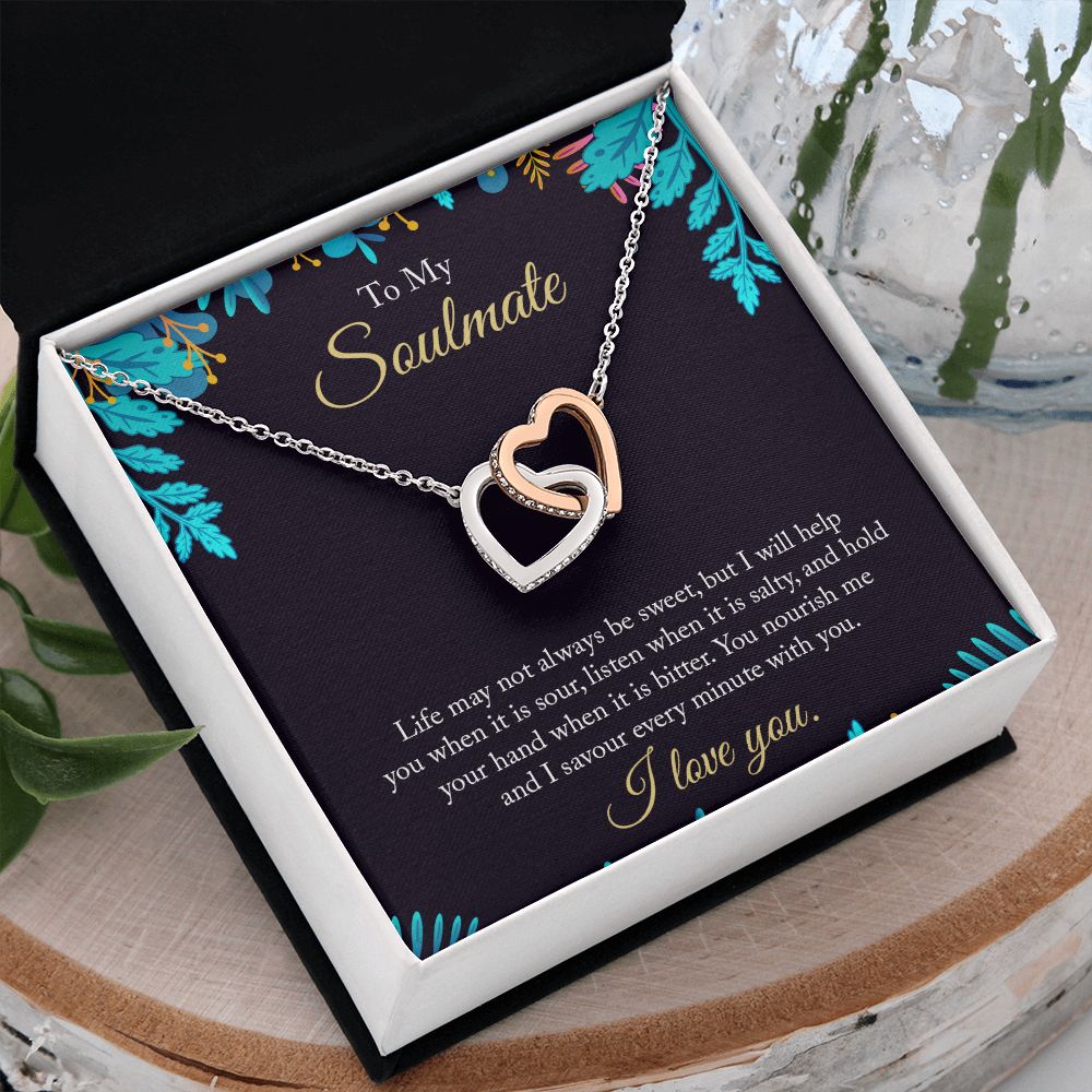 To My Soulmate Necklace for Women Birthday Christmas Jewelry Gifts For My Wife with Message Card Box Personalized Gift Present Pendant for Future Wife Soulmate Girlfriend Love 16 Interlocking Hearts Necklace