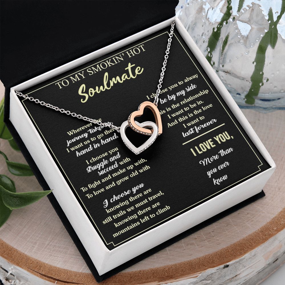 To My Soulmate Necklace for Women Birthday Valentines Day Jewelry Gifts For My Wife with Message Card Box Personalized Gift Present Pendant for Future Wife Soulmate Girlfriend Love 7 Interlocking Hearts Necklace