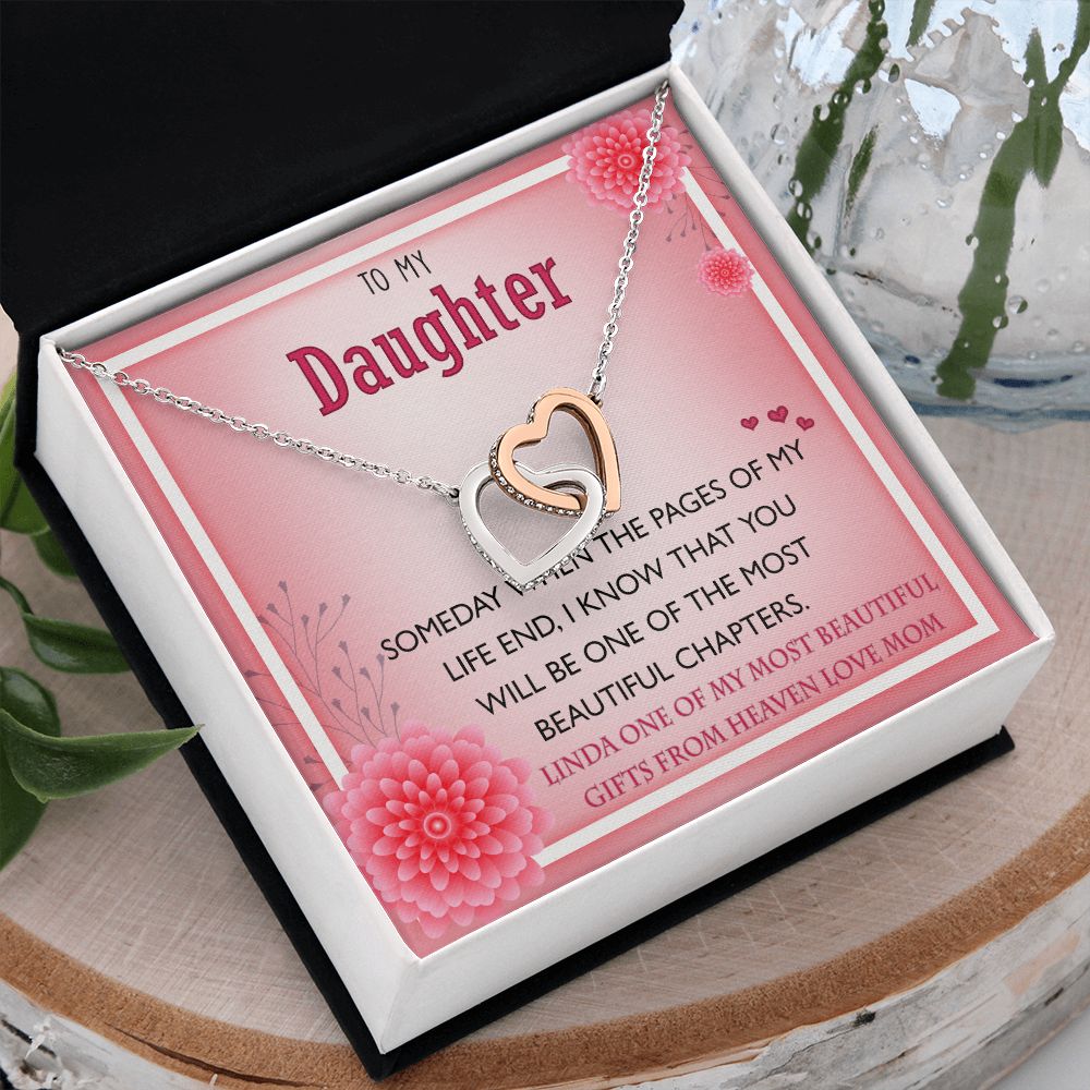 To My Daughter Gift Necklace from Mom, Mother and Daughter Necklace for Girls, Mother Daughter Gift Ideas, Jewelry Pendant Interlocking Hearts Necklace
