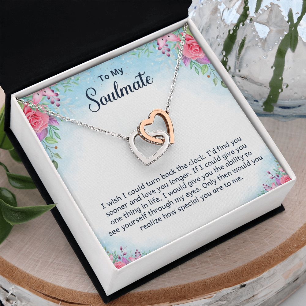 To My Soulmate Necklace for Women Birthday Christmas Jewelry Gifts For My Wife with Message Card Box Personalized Gift Present Pendant for Future Wife Soulmate Girlfriend Love 17 Interlocking Hearts Necklace