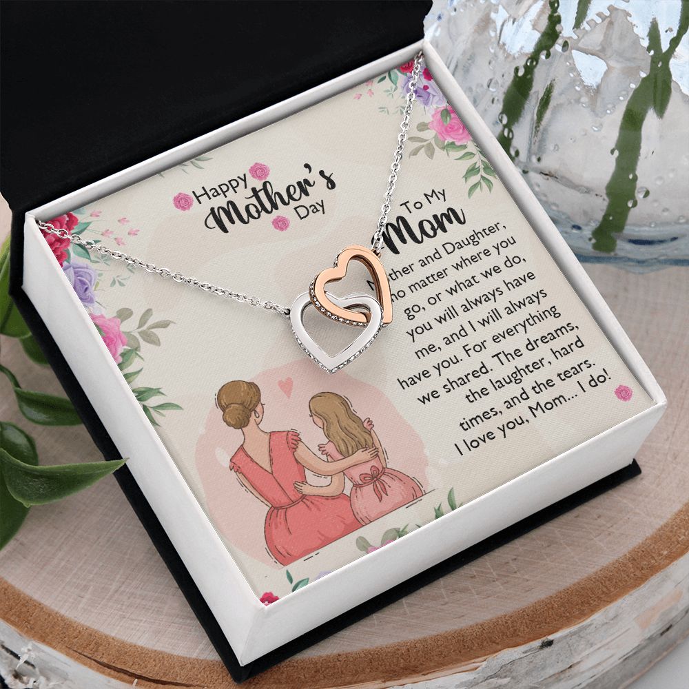 Mom Necklace Gifts for Mom from Daughter to Mom Gifts for Mothers Day from Daughter, To My Mom Necklace from Daughter to Mom Birthday Gifts Necklace with Message Card and Gift Box11 Interlocking Hearts Necklace