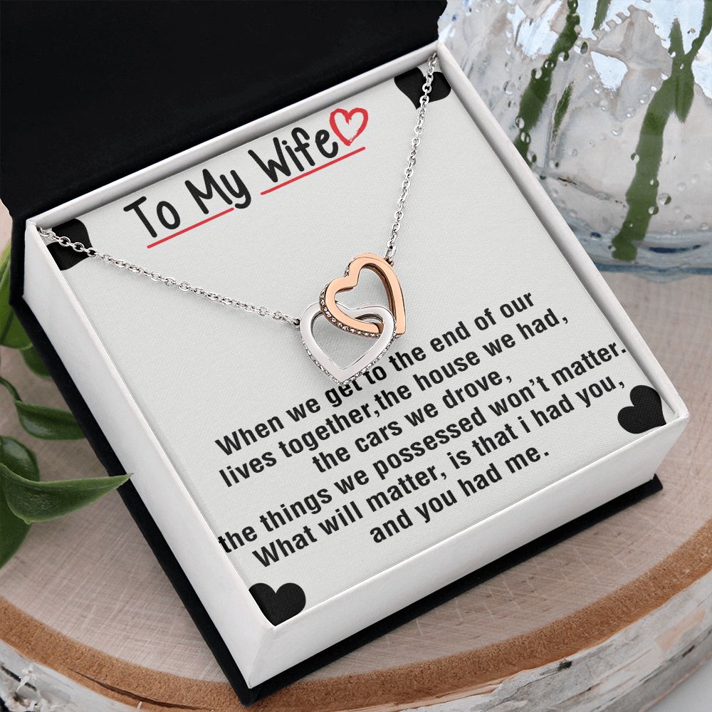 To My Wife Necklace from Husband, Personalized Necklace for Women, Luxury Necklace for Wife from Man Men, Wedding Anniversary Present For Wife, Beautiful Wife Jewelry Christmas Birthday Gift For Wife25 Interlocking Hearts Necklace