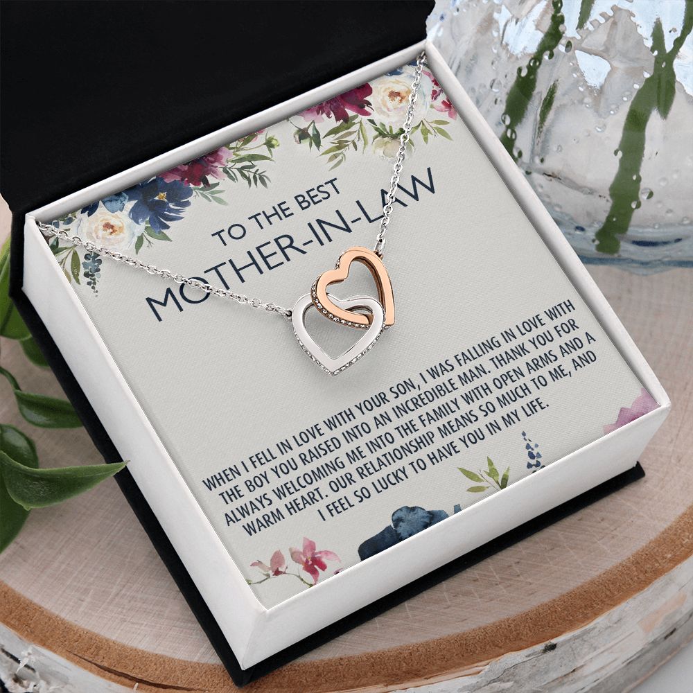 To My Mother-In-Law Gift Mothers Day Gift Necklace Mother-In-Law Gifts Jewelry Interlocking Hearts Necklace