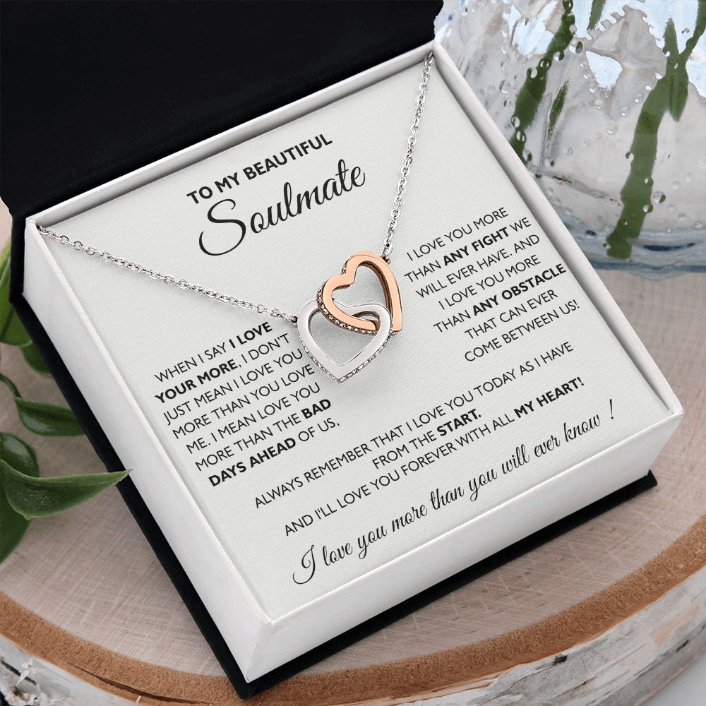To My Soulmate Necklace Eternal Hope Necklace Valentine Day gift for Soulmate 175133533988 Interlocking Hearts Necklace