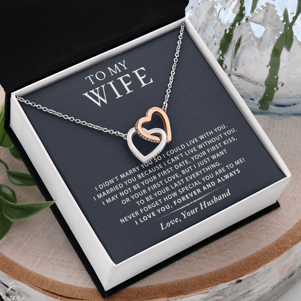 To My Wife Necklace from Husband, Personalized Necklace for Women, Luxury Necklace for Wife from Man Men, Wedding Anniversary Present For Wife, Beautiful Wife Jewelry Christmas Birthday Gift For Wife16 Interlocking Hearts Necklace
