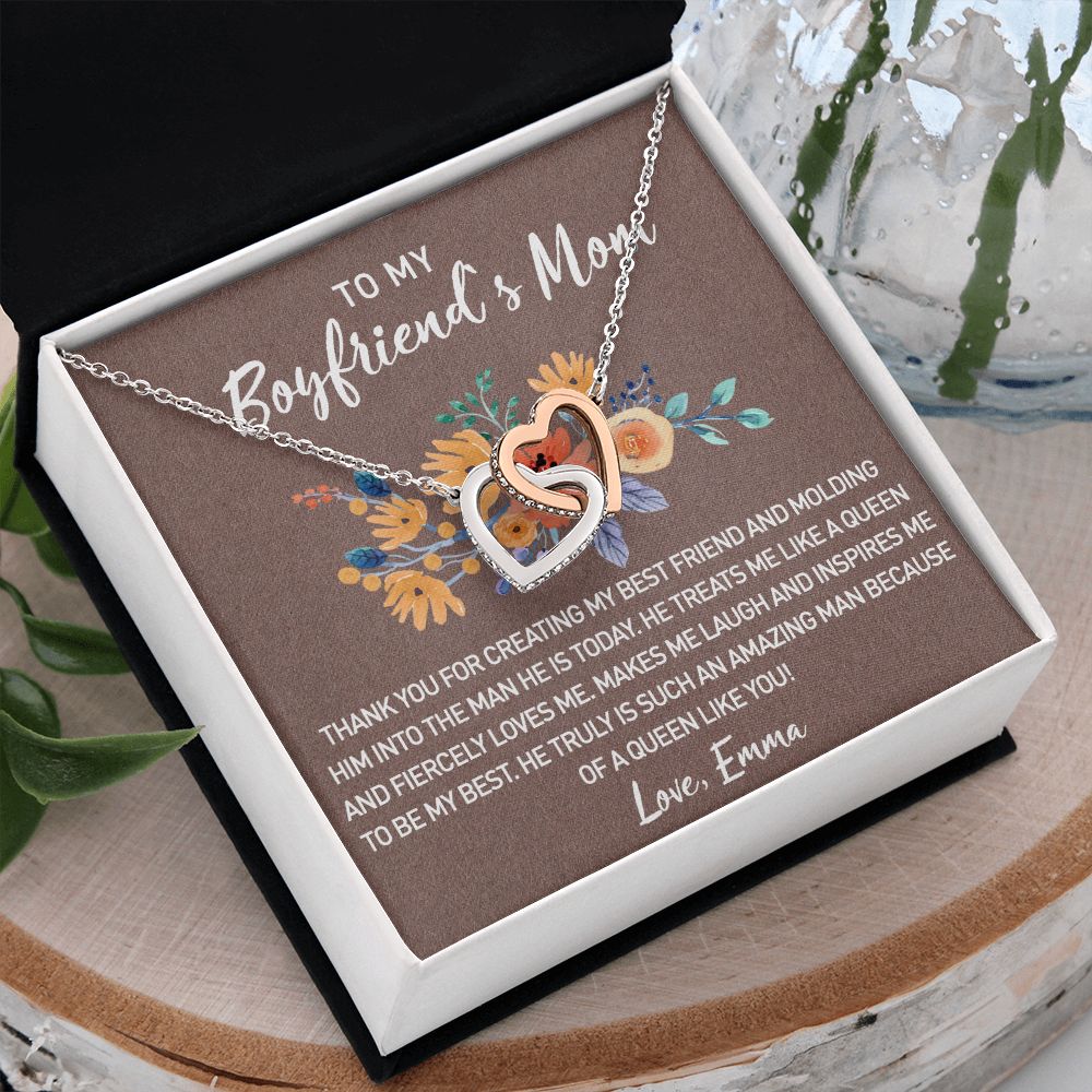 Gift for Boyfriend's Mom, Boyfriend Mom Gift, To My Boyfriends Mom's Gift, Mother's Day Gift for Boyfriends Mom, Boyfriend Mom Interlocking Hearts Necklace