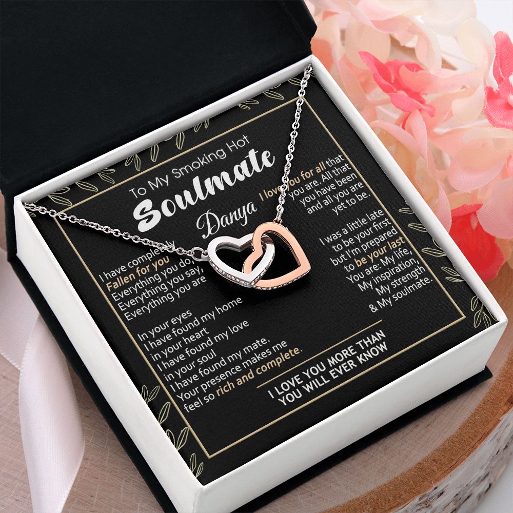 To My Smokin Hot Soulmate Necklace - Wife Gifts From Husband To My Wife Necklace, Gift for Her Romantic, Girlfriend Gifts Necklace for Wife from Men Includes Message Card and Gift Box 7 Interlocking Hearts Necklace