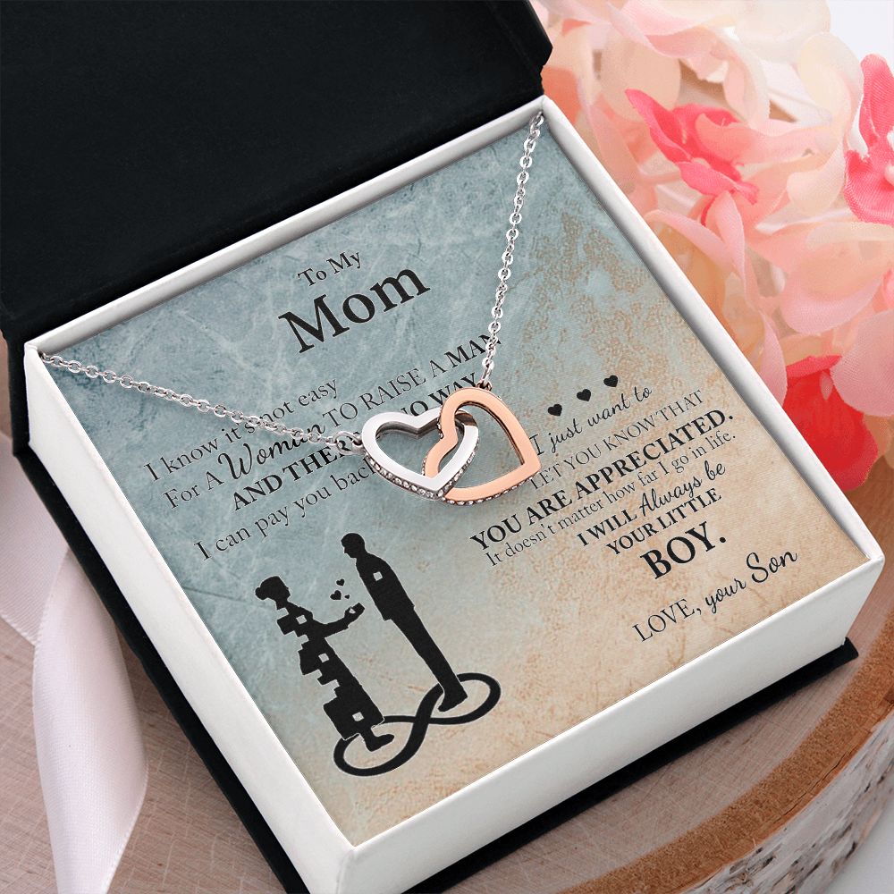 Mom Gift From Son To Mother Necklace Thoughtful Birthday Gift Sentimental Interlocking Hearts Necklace