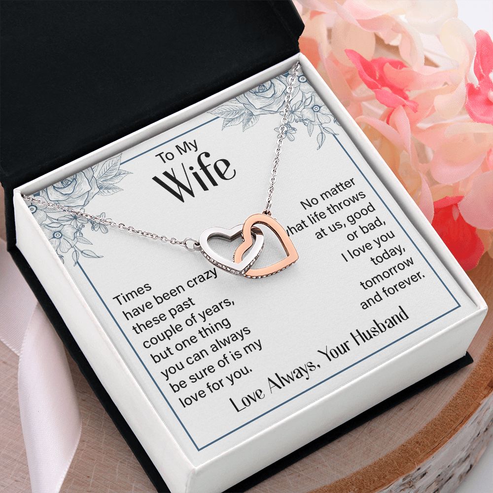 To My Wife Necklace from Husband, Personalized Necklace for Women, Luxury Necklace for Wife from Man Men, Wedding Anniversary Present For Wife, Beautiful Wife Jewelry Christmas Birthday Gift For Wife20 Interlocking Hearts Necklace