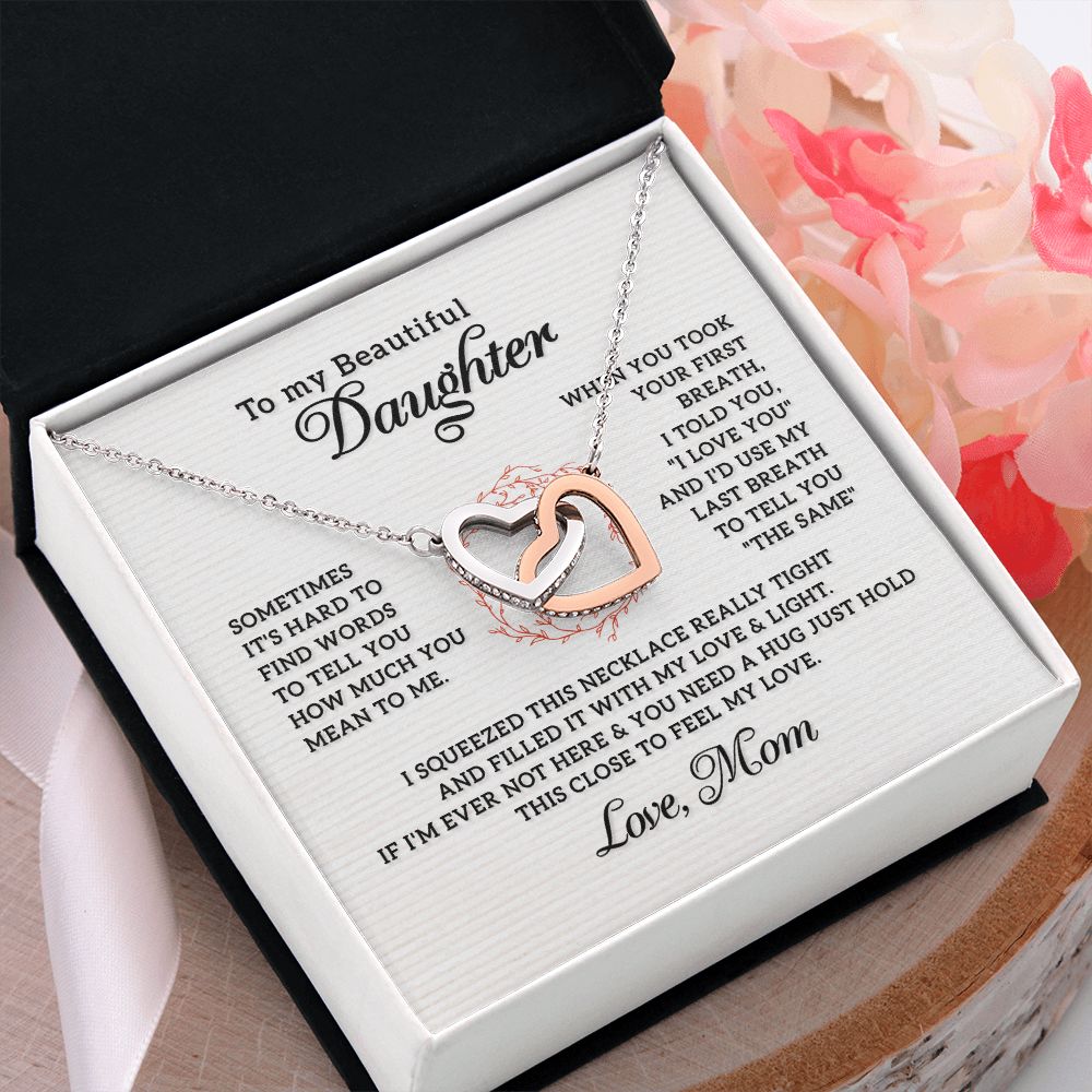 To My Beautiful Daughter Necklace from Mom, Mother and Daughter Necklace, Gift for Daughter, Necklace for Daughter, Gift for Daughter from Mom, Daughter Gift from Mother 301 Interlocking Hearts Necklace