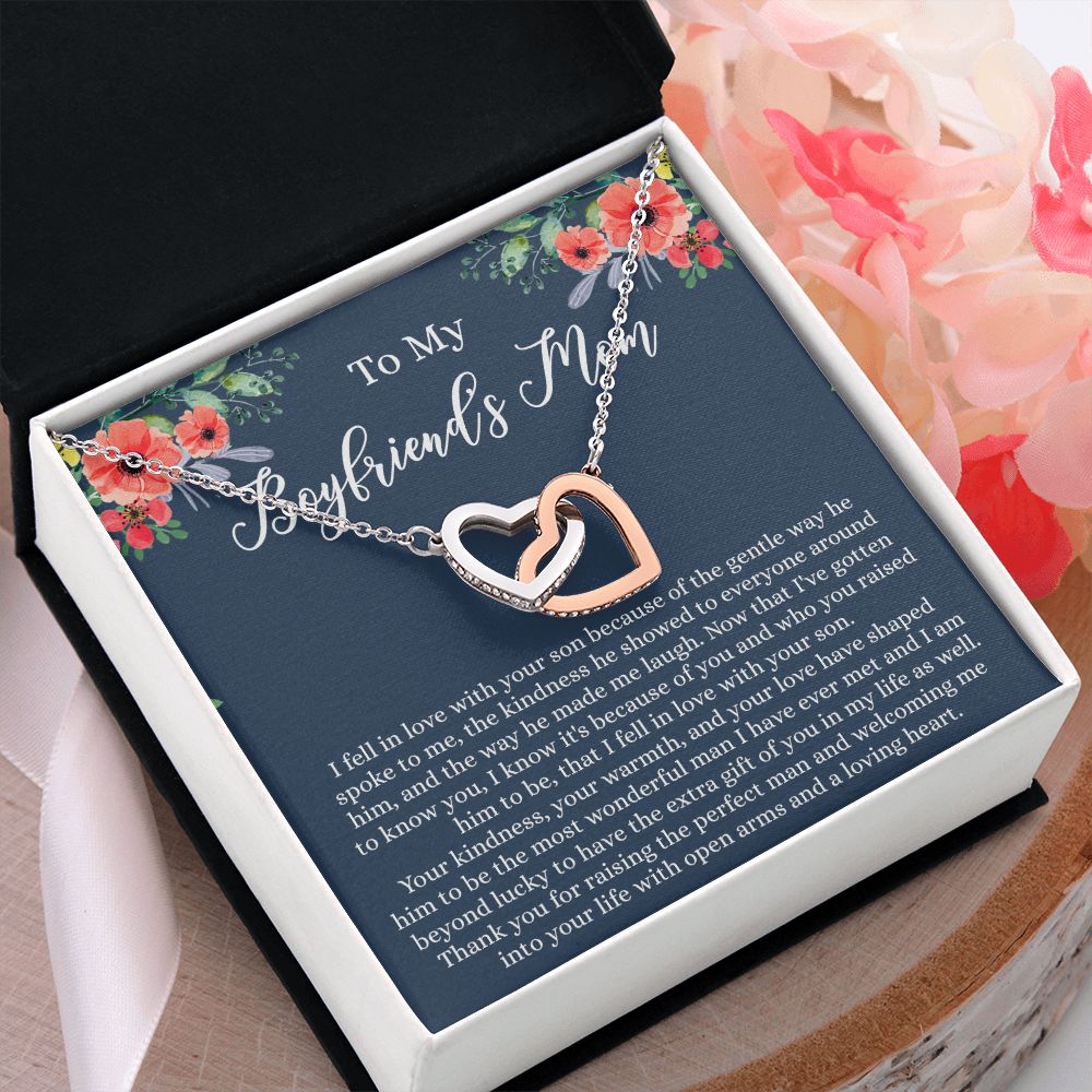 To My Boyfriends Mom, Gifts For Boyfriend Mom, Boyfriends Mom Birthday Gift Idea, Boyfriend Mother Gift, Necklace for Boyfriends Mom, Mother's Day Gift Necklace for Women Interlocking Hearts Necklace