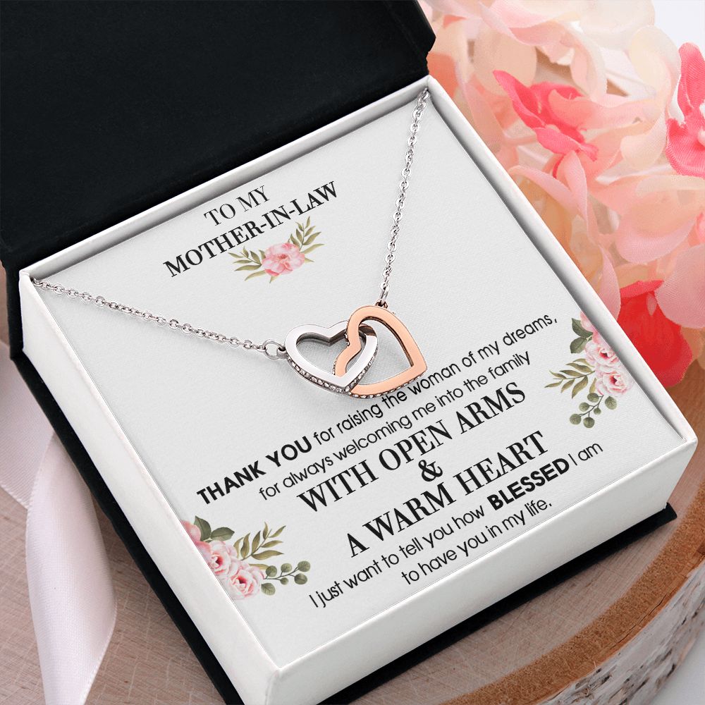 To My Mother-In-Law From Son-In-Law Thank You For Raising Interlocking Hearts Necklace