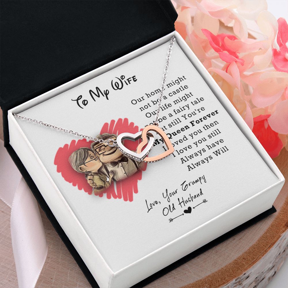 To My Wife Necklace from Husband, Personalized Necklace for Women, Luxury Necklace for Wife from Man Men, Wedding Anniversary Present For Wife, Beautiful Wife Jewelry Christmas Birthday Gifts For Wife3 Interlocking Hearts Necklace