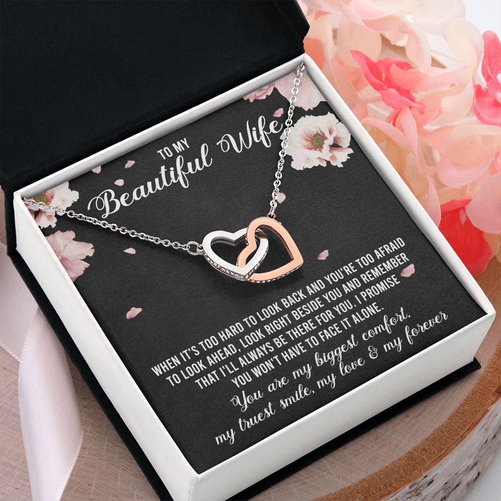 To My Beautiful Wife Necklace, Wedding Anniversary Jewelry For Women, Necklace For Wife from Husband, Gifts For Wife Birthday Gifts Necklace, Jewelry With Message Card In A Gift Box