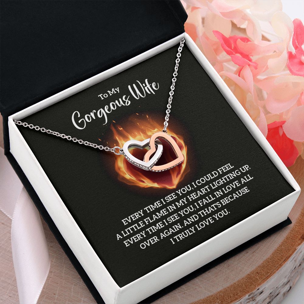 Birthday Gifts For Wife, Necklace Gifts For Wife From Husband, To My Wife Jewelry For Women , To My Wife Necklace  from Husband Wedding Anniversary Present For Wife, Beautiful Wife Jewelry Christmas32 Interlocking Hearts Necklace