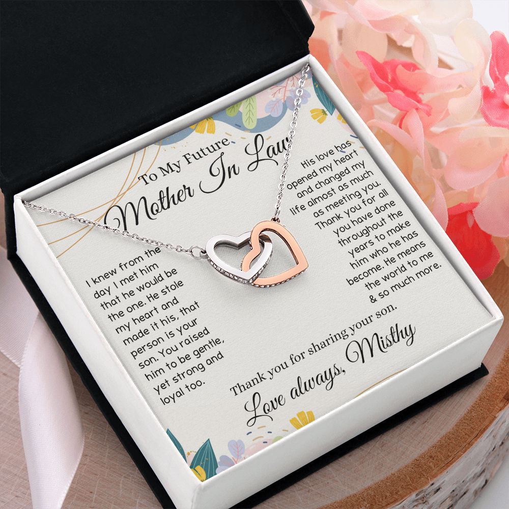 To My Future Mother In Law Necklace, Thoughtful Gift For Future Mother In Law, Wedding Gifts Mother In Law, Personalized Gift for Mother-In-Law, Wedding Gift Bride Groom To MIL Interlocking Hearts Necklace