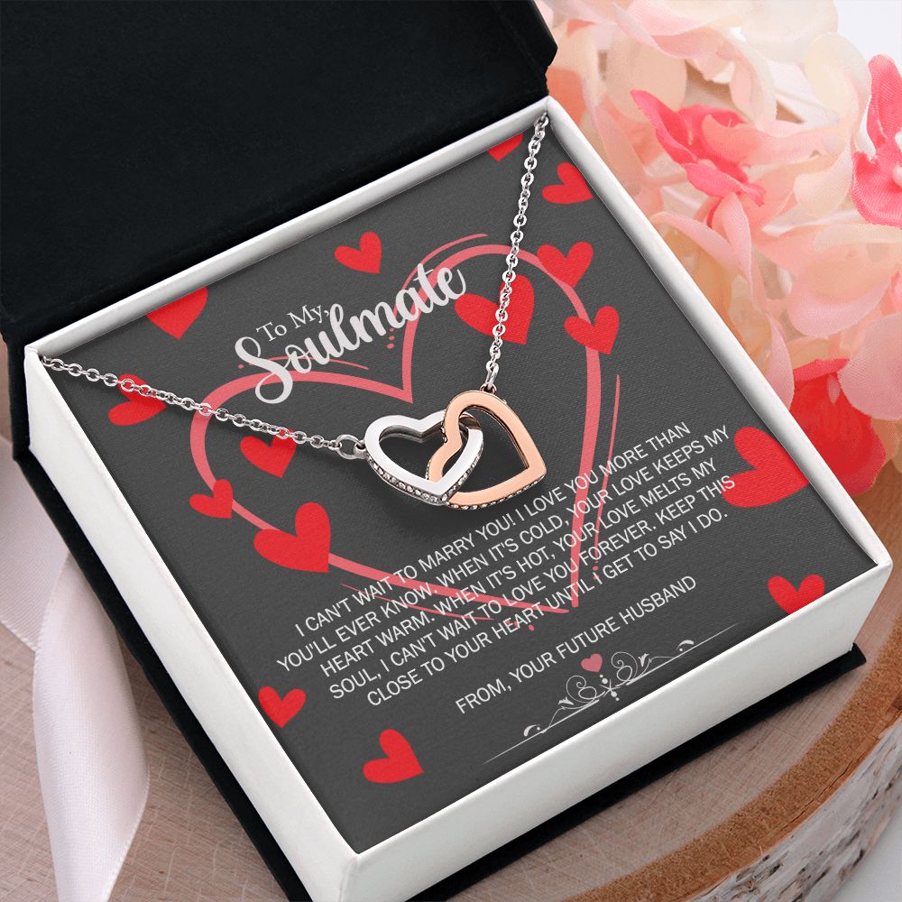 To My Soulmate Necklace for Future Wife Girlfriend Fiancee Anniversary Gift Interlocking Hearts Necklace