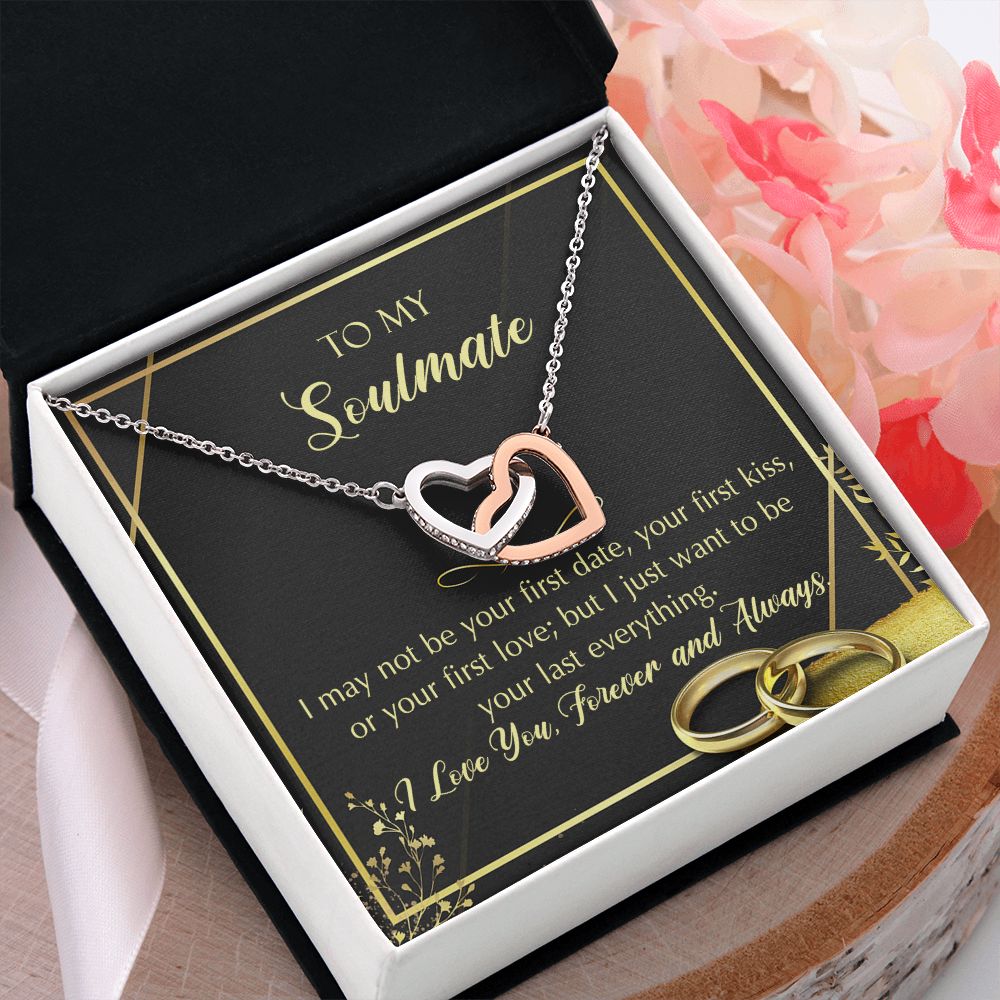 To My Soulmate Necklace for Women Birthday Christmas Jewelry Gifts For My Wife with Message Card Box Personalized Gift Present Pendant for Future Wife Soulmate Girlfriend Love 28 Interlocking Hearts Necklace