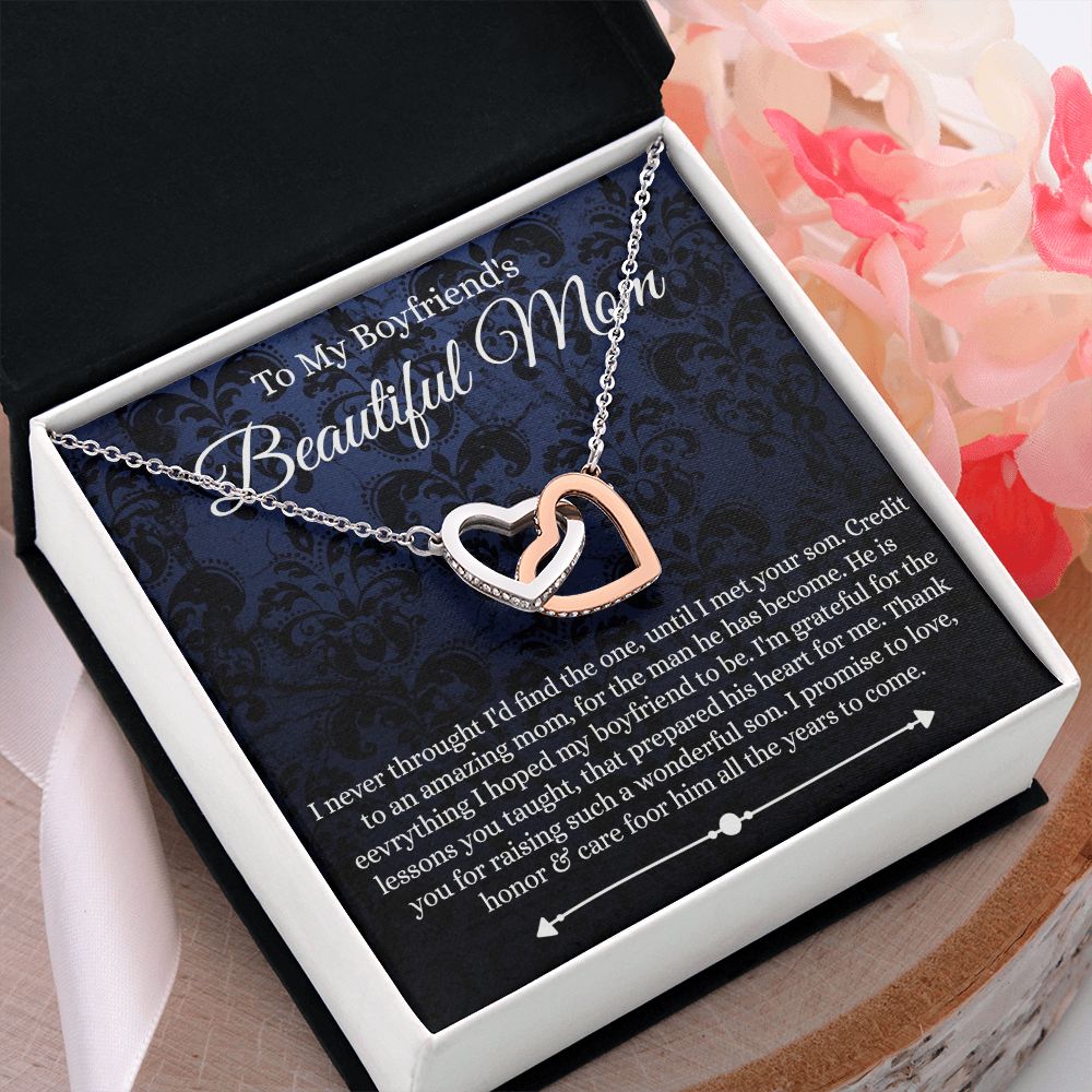 To My Boyfriend's Mom Mother's Day Necklace, Mother-in-law Necklace, Necklace Gift For Boyfriend’s Mom, To My Boyfriends Mom Gift, Future Mother-in-law Necklace for Boyfriend's Mom Interlocking Hearts Necklace