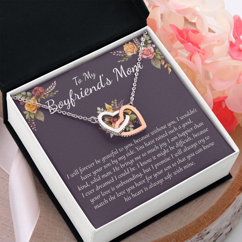Sterling Silver Necklace for Women with Cubic Zirconia for Boyfriend's Mom Daugterin Law To My Mother in Law Necklace  Gift on Birthday Mother's Day Wedding Christmas Pendant Interlocking Hearts Necklace