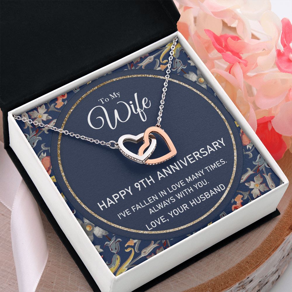 To My Wife Necklace from Husband, Personalized Necklace for Women, Luxury Necklace for Wife from Man Men, Wedding Anniversary Present For Wife, Beautiful Wife Jewelry Christmas Birthday Gifts For Wife6 Interlocking Hearts Necklace