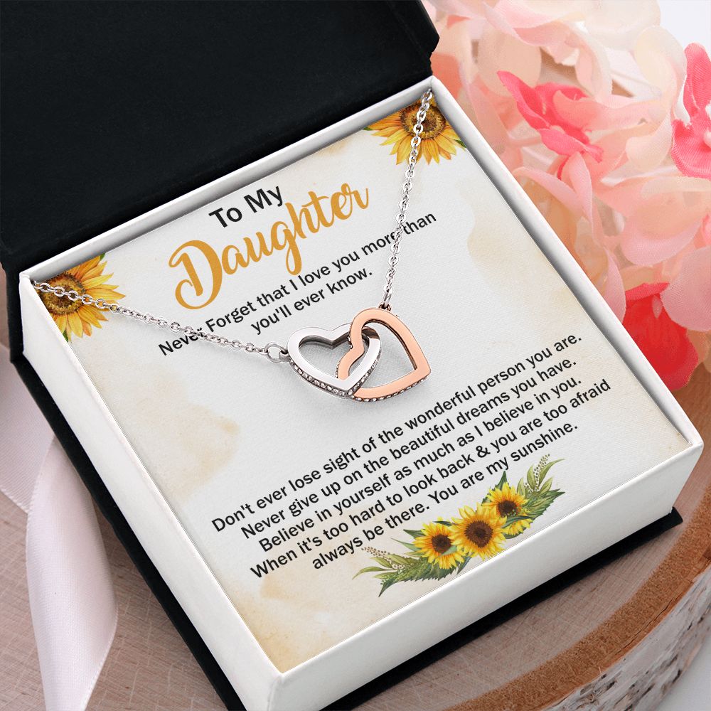 Mother Daughter Gift Ideas, To My Daughter Gift Necklace from Mom, Jewelry Pendant Present for Daughter, Birthday Christmas Gift Graduation Gifts for Daughters, Mother and Daughter Necklace 29 Interlocking Hearts Necklace