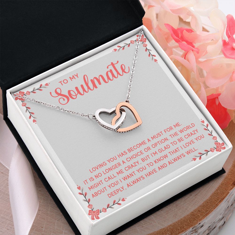 To My Soulmate Necklace for Women Birthday Christmas Jewelry Gifts For My Wife with Message Card Box Personalized Gift Present Pendant for Future Wife Soulmate Girlfriend Love 14 Interlocking Hearts Necklace