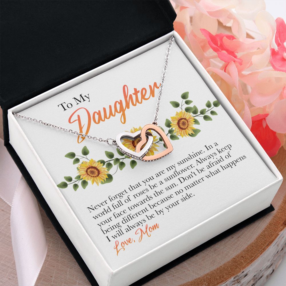 Jewelry Pendant Present for Daughter, To My Daughter Gift Necklace from Mom, Mother Daughter Gift Ideas, Birthday Christmas Gift Graduation Gifts for Daughters, Mother and Daughter Necklace 12 Interlocking Hearts Necklace