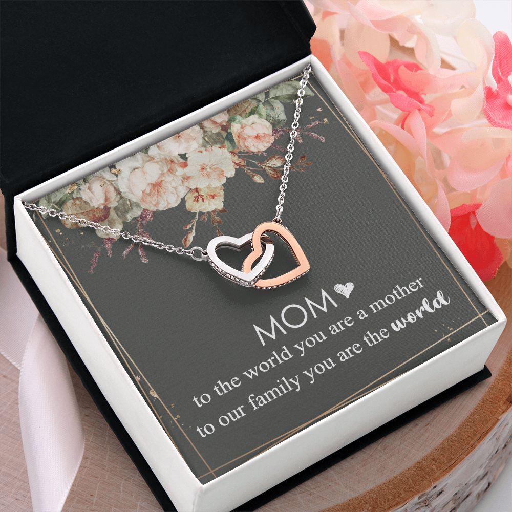 Mom Necklace Gifts for Mom from Daughter to Mom Gifts for Mothers Day from Daughter, To My Mom Necklace from Daughter to Mom Birthday Gifts Necklace with Message Card and Gift Box4 Interlocking Hearts Necklace