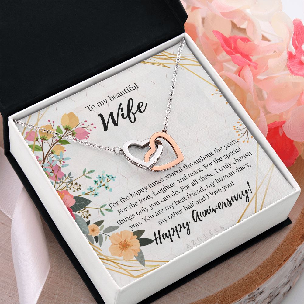 To My Wife Necklace from Husband, Personalized Necklace for Women, Luxury Necklace for Wife from Man Men, Wedding Anniversary Present For Wife, Beautiful Wife Jewelry Christmas Birthday Gifts For Wife8 Interlocking Hearts Necklace