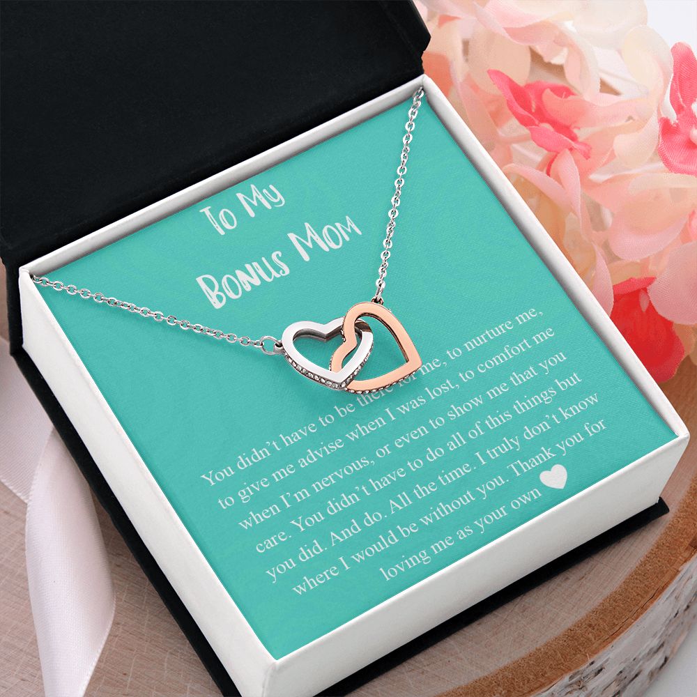 To My Bonus Mom Necklace, Mother's Day Gift for Step Mom, Love Knot Necklace Interlocking Hearts Necklace