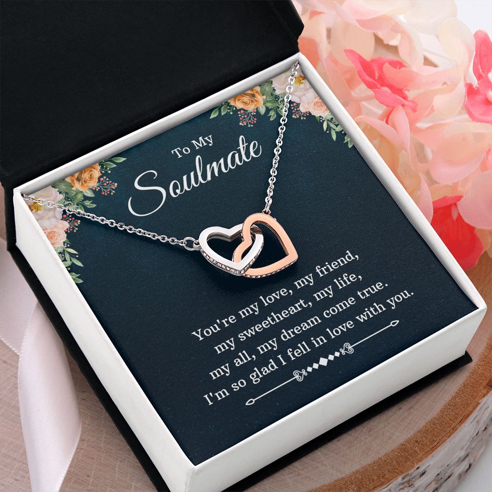 To My Soulmate Necklace for Women Birthday Christmas Jewelry Gifts For My Wife with Message Card Box Personalized Gift Present Pendant for Future Wife Soulmate Girlfriend Love 10 Interlocking Hearts Necklace