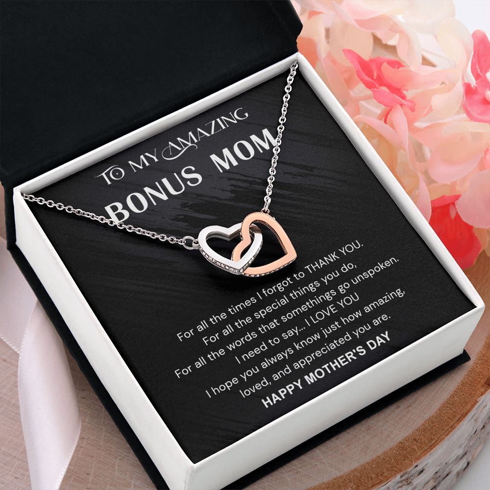 Mother's Day Gifts For Bonus Mom, Bonus Mom Mothers Day Gift, Bonus Mom Necklace, Gift For Bonus Mom On Mother's Day Interlocking Hearts Necklace