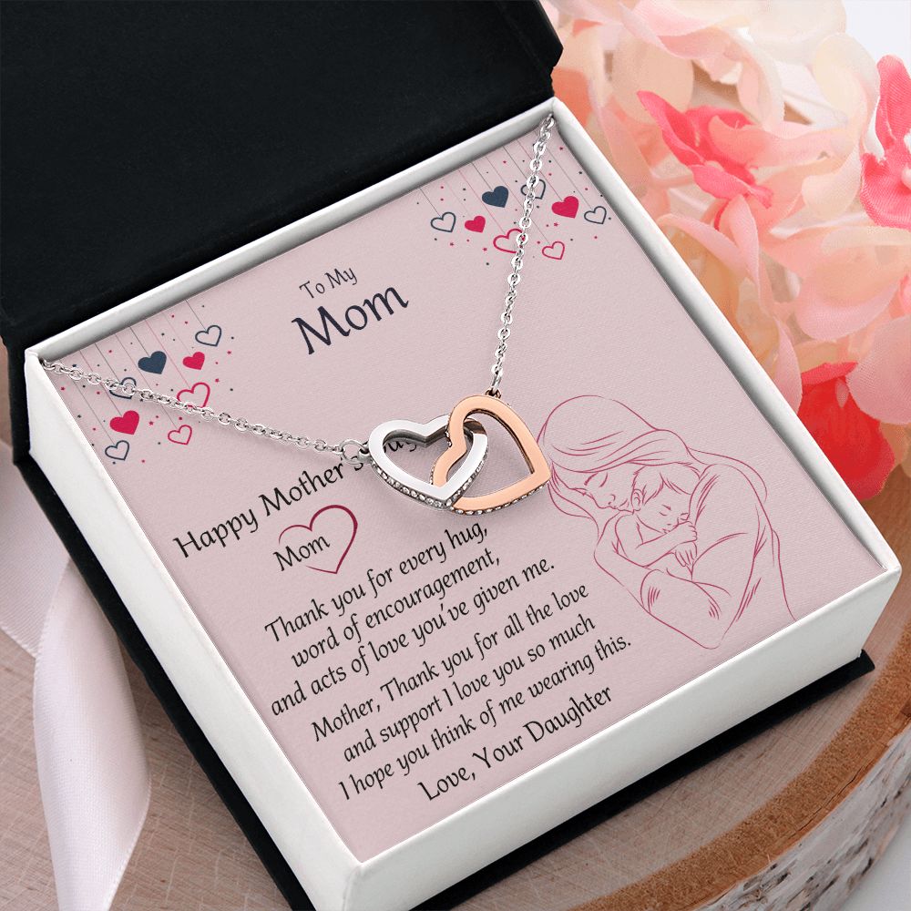 Mom Necklace Gifts for Mom from Daughter to Mom Gifts for Mothers Day from Daughter, To My Mom Necklace from Daughter to Mom Birthday Gifts Necklace with Message Card and Gift Box10 Interlocking Hearts Necklace
