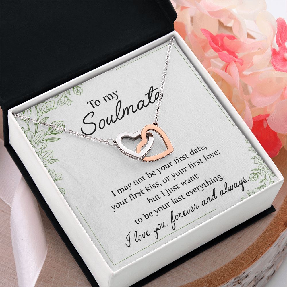 To My Soulmate Necklace for Women Birthday Christmas Jewelry Gifts For My Wife with Message Card Box Personalized Gift Present Pendant for Future Wife Soulmate Girlfriend Love 25 Interlocking Hearts Necklace