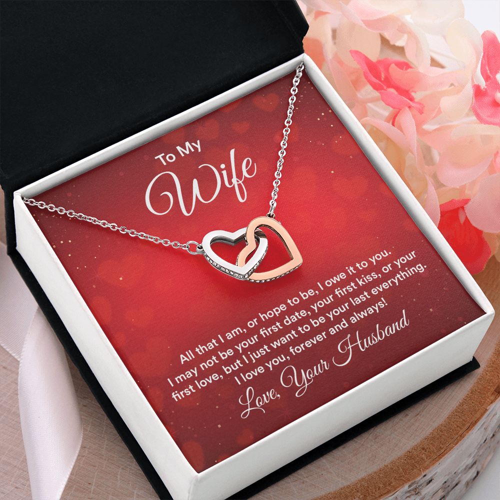 Birthday Gifts For Wife, Necklace Gifts For Wife From Husband, To My Wife Jewelry For Women , To My Wife Necklace  from Husband Wedding Anniversary Present For Wife, Beautiful Wife Jewelry Christmas30 Interlocking Hearts Necklace