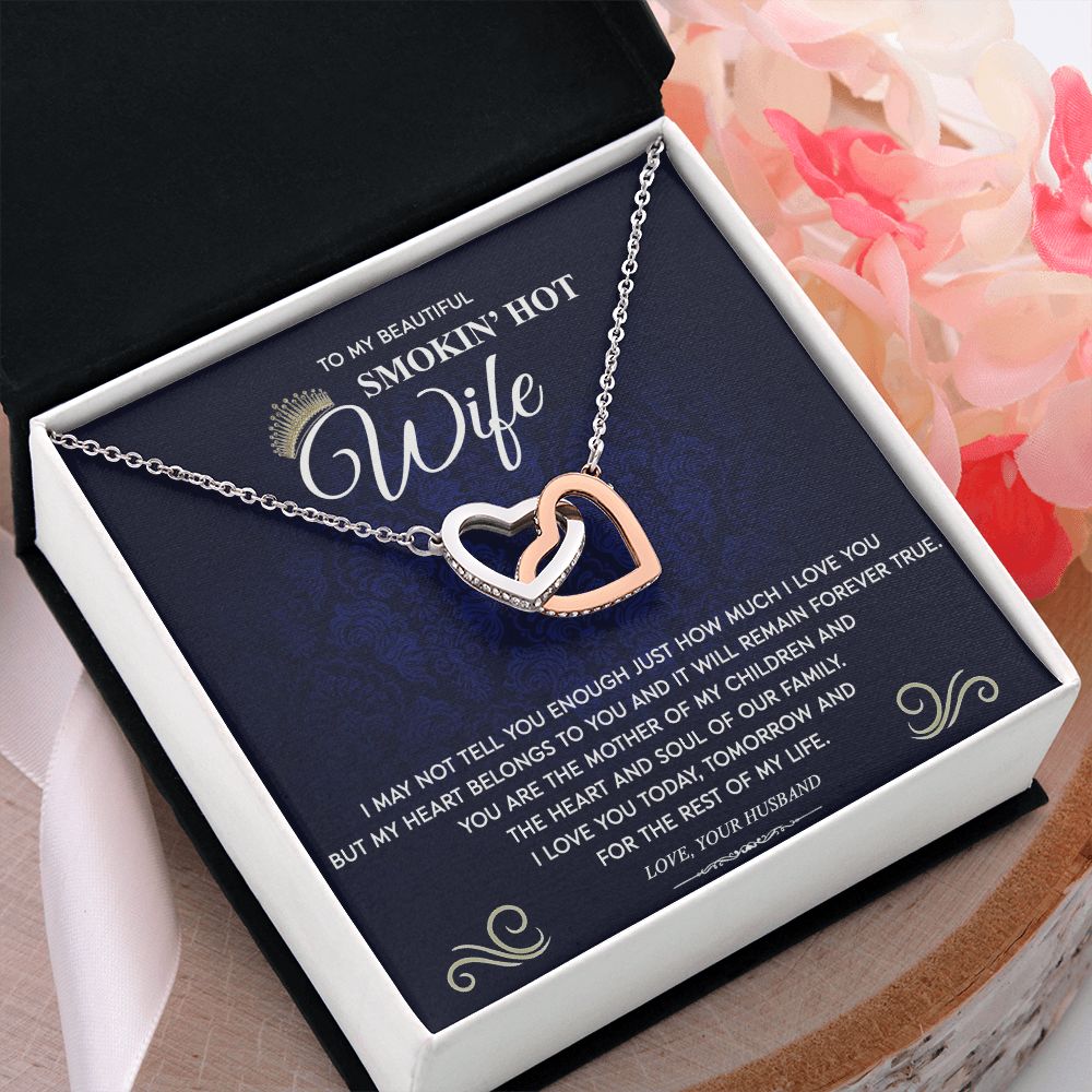 To My Wife Necklace from Husband, Personalized Necklace for Women, Luxury Necklace for Wife from Man Men, Wedding Anniversary Present For Wife, Beautiful Wife Jewelry Christmas Birthday Gift For Wife10 Interlocking Hearts Necklace