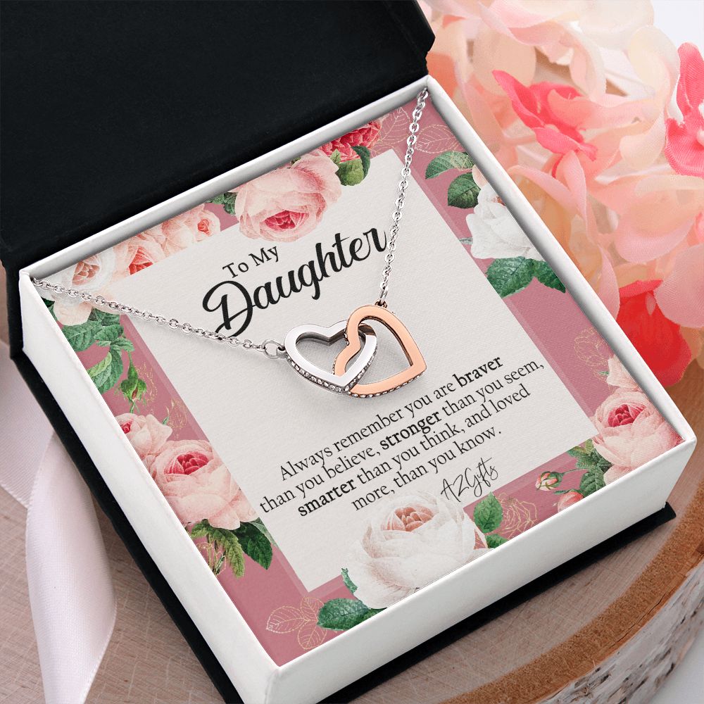 To My Daughter Gift Necklace from Mom, Mother and Daughter Necklace for Girls, Mother Daughter Gift Ideas, Jewelry Pendant Interlocking Hearts Necklace