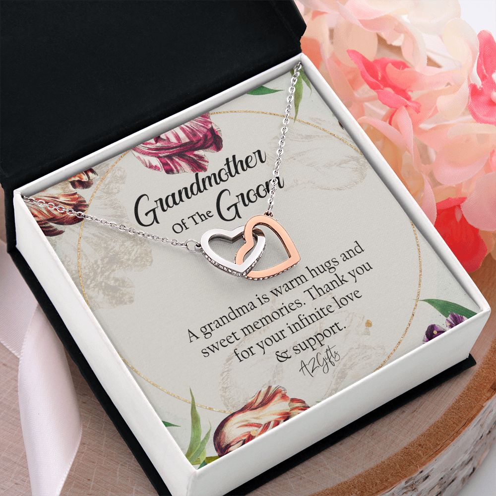 To My Grandmother Necklace, Gift for Grandmother Necklace, Mothers Day Gift For Grandma Nana, Grandma Jewelry From Grandchildren GrandKids , Jewelry Box Gift For Grandma Grandmother1 Interlocking Hearts Necklace