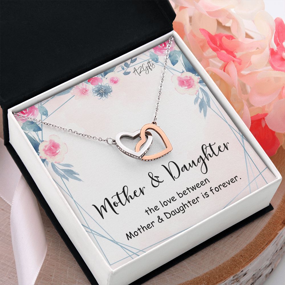 Mom Necklace Gifts for Mom from Daughter to Mom Gifts for Mothers Day from Daughter, To My Mom Necklace from Daughter to Mom Birthday Gifts Necklace with Message Card and Gift Box Interlocking Hearts Necklace