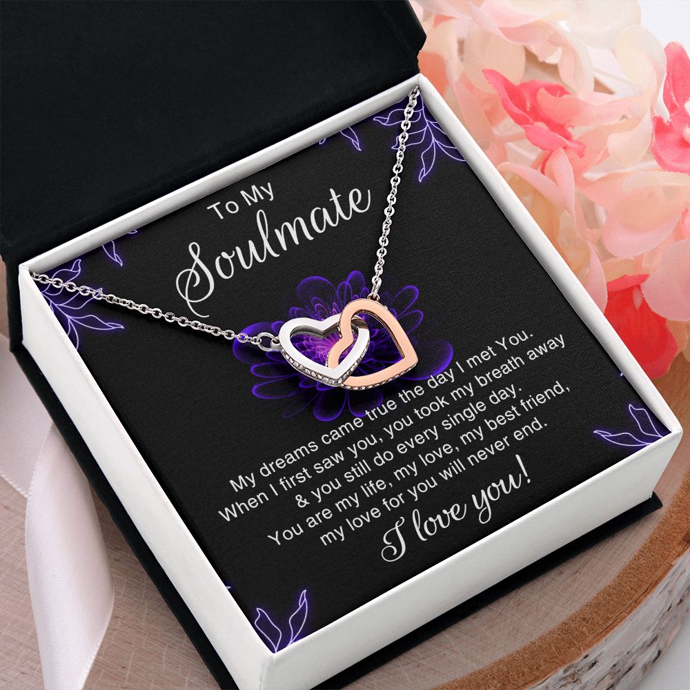 To My Soulmate Necklace for Women Birthday Christmas Jewelry Gifts For My Wife with Message Card Box Personalized Gift Present Pendant for Future Wife Soulmate Girlfriend Love 7 Interlocking Hearts Necklace