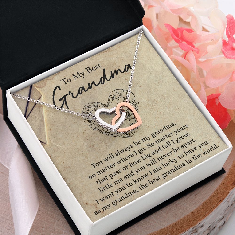 To My Grandma Necklace, Gift for Grandmother Necklace, Mothers Day Gift For Grandma Nana, Grandma Jewelry From Grandchildren GrandKids , Jewelry Box Gift For Grandma Grandmother6 Interlocking Hearts Necklace