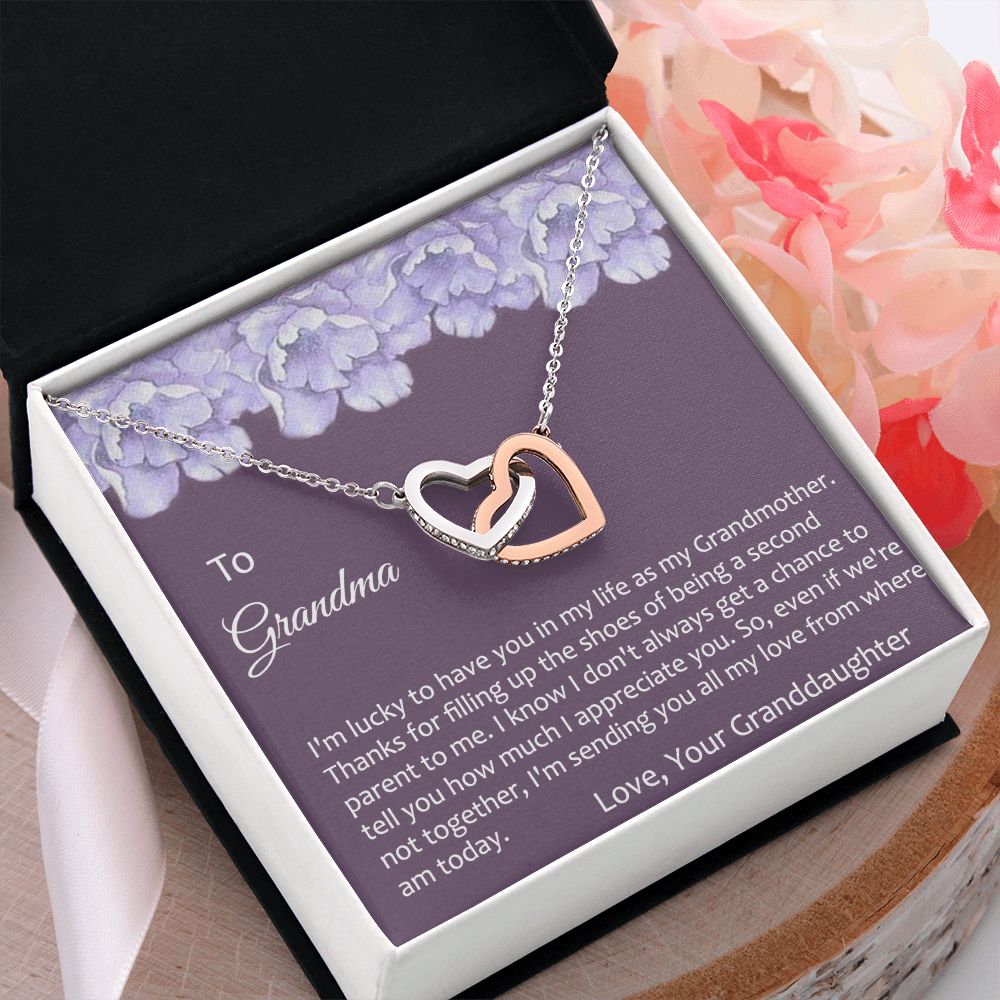 To My Grandma Necklace, Gift for Grandmother Necklace, Mothers Day Gift For Grandma Nana, Grandma Jewelry From Grandchildren GrandKids , Jewelry Box Gift For Grandma Grandmother21 Interlocking Hearts Necklace