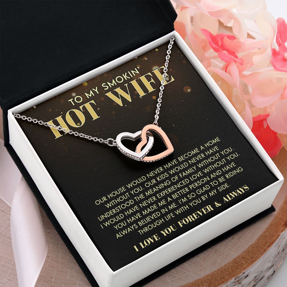 To My Wife Necklace from Husband, Personalized Necklace for Women, Luxury Necklace for Wife from Man Men, Wedding Anniversary Present For Wife, Beautiful Wife Jewelry Christmas Birthday Gift For Wife11 Interlocking Hearts Necklace