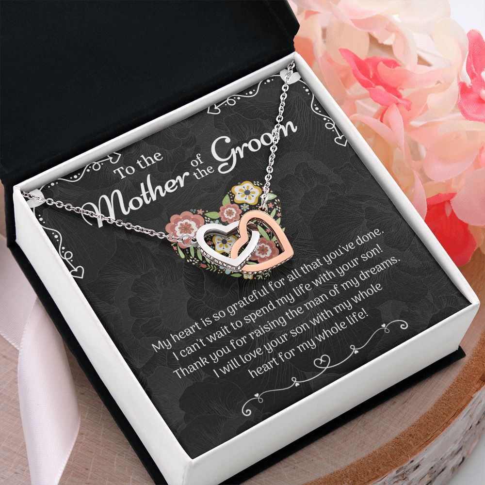 Mother of the Groom Sunflower Bracelet from Bride, Mother of the Groom Jewelry, Unique Mother Of The Groom Wedding Gift, Mom of Groom Gift Interlocking Hearts Necklace