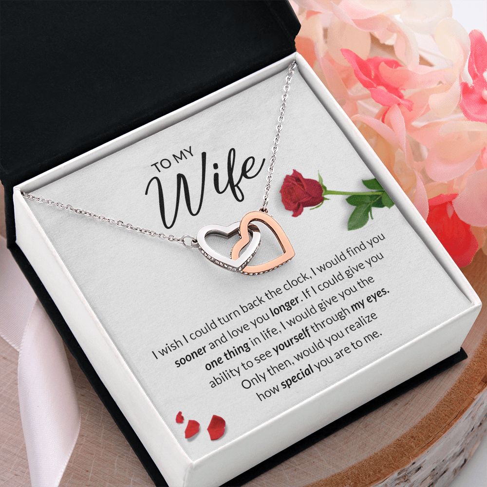 Birthday Gifts For Wife, Necklace Gifts For Wife From Husband, To My Wife Jewelry For Women , To My Wife Necklace  from Husband Wedding Anniversary Present For Wife, Beautiful Wife Jewelry Christmas22 Interlocking Hearts Necklace