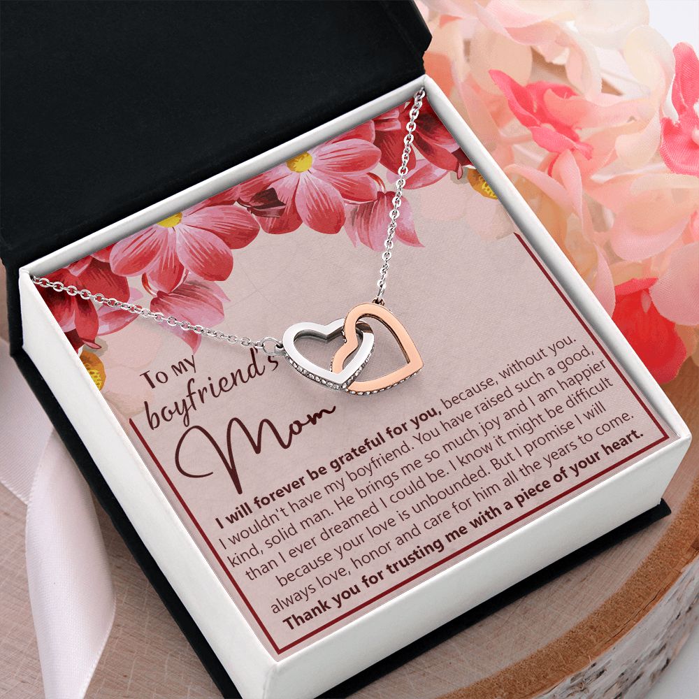 To My Boyfriend's Mom Necklace Jewelry Gift, Mother's Day Gift, Birthday Gift For Boyfriend's Mom, Boyfriend's Mom Meaningful Gift Interlocking Hearts Necklace