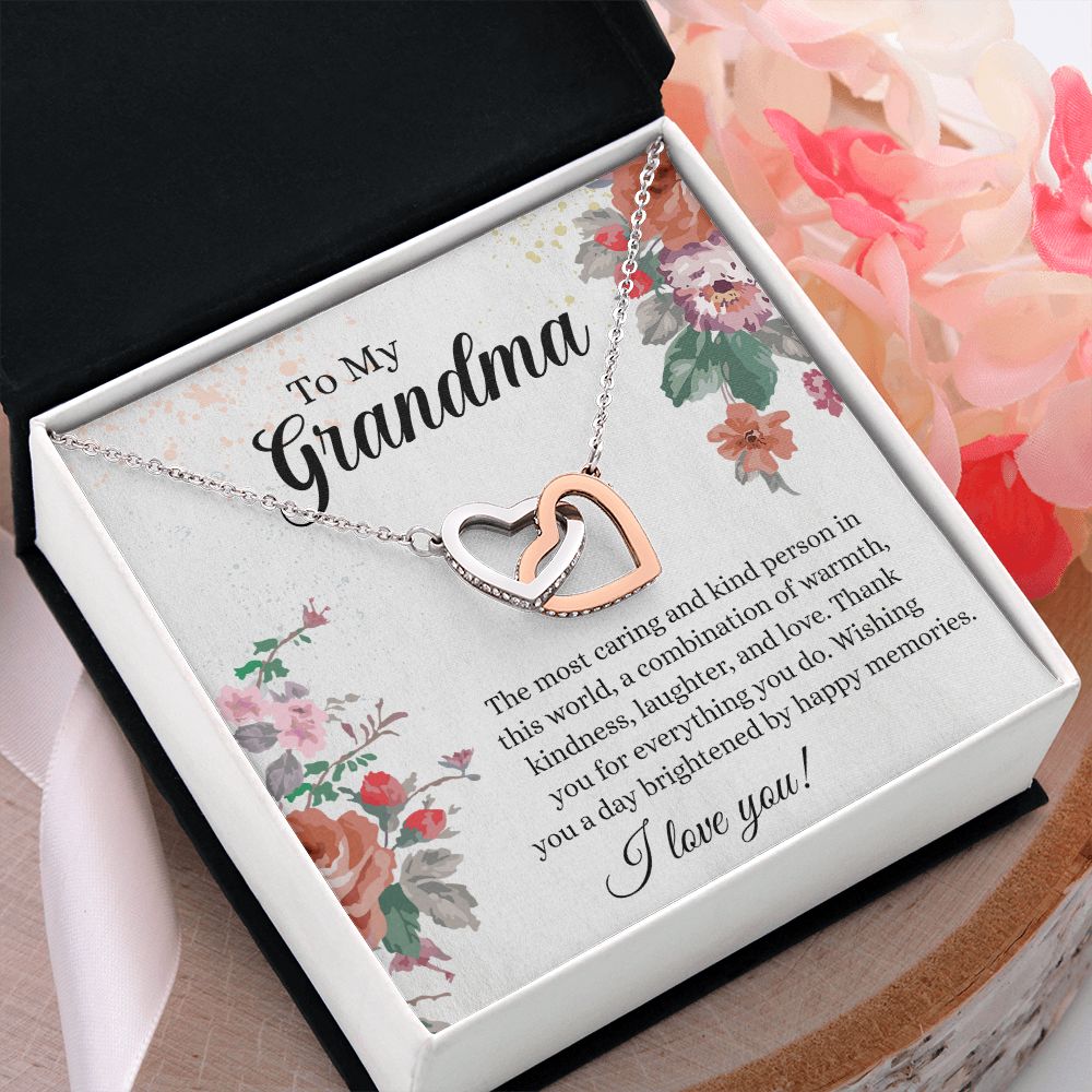 To My Grandma Necklace, Gift for Grandmother Necklace, Mothers Day Gift For Grandma Nana, Grandma Jewelry From Grandchildren GrandKids , Jewelry Box Gift For Grandma Grandmother18 Interlocking Hearts Necklace