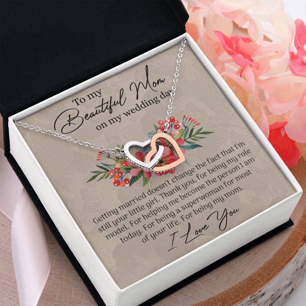 Mom Wedding Gift from Bride, Gift for Mom on Wedding Day, Mother of the Bride Necklace, Wedding Gift for Mom, Bride to Mom Gift Interlocking Hearts Necklace