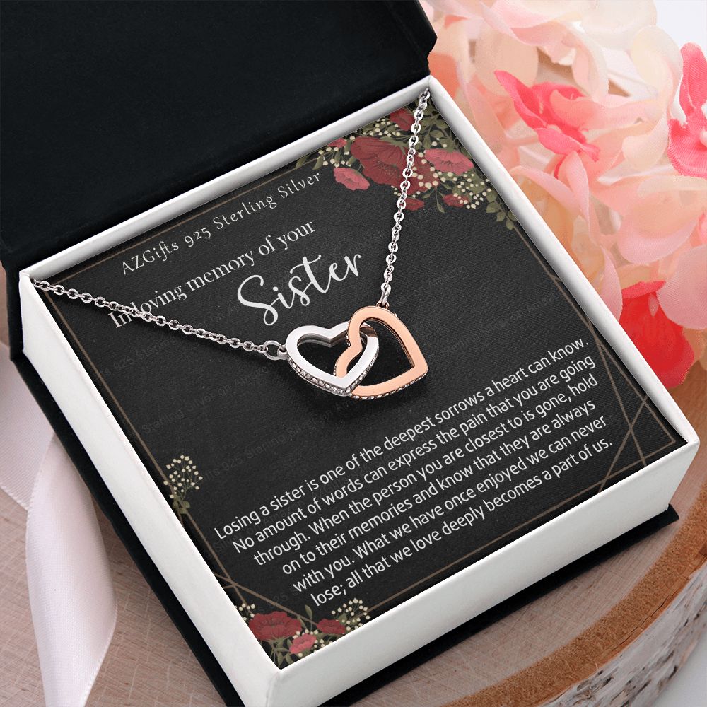 In Loving Memory Of Your Sister Necklace Memorial Gifts For Loss Of Sister Gift Mother Condolence Gift Grief Gift Remembrance Gifts for Bereavement Jewelry Gift for Women 301 Interlocking Hearts Necklace